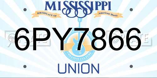 6PY7866 Mississippi License Plate
