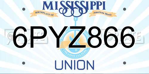 6PYZ866 Mississippi License Plate