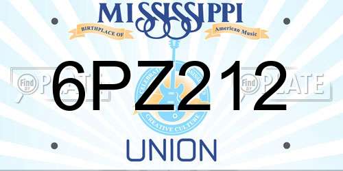 6PZ212 Mississippi License Plate
