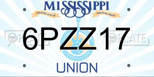 6PZZ17 Mississippi License Plate