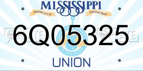6Q05325 Mississippi License Plate