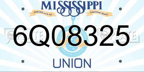 6Q08325 Mississippi License Plate