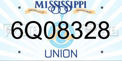 6Q08328 Mississippi License Plate