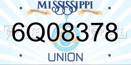 6Q08378 Mississippi License Plate