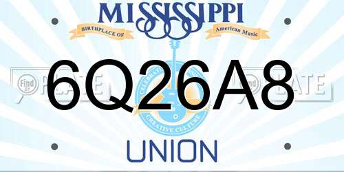 6Q26A8 Mississippi License Plate