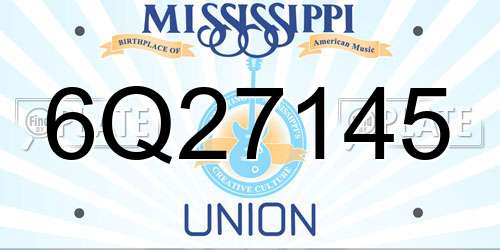 6Q27145 Mississippi License Plate