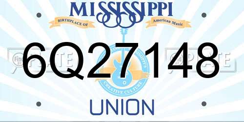 6Q27148 Mississippi License Plate