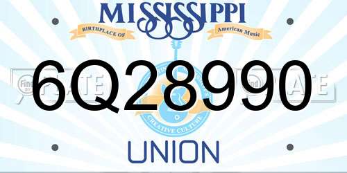 6Q28990 Mississippi License Plate