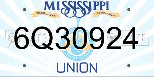 6Q30924 Mississippi License Plate