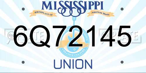 6Q72145 Mississippi License Plate