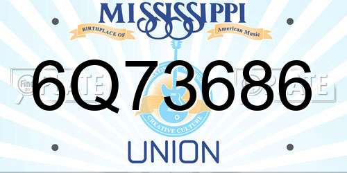6Q73686 Mississippi License Plate