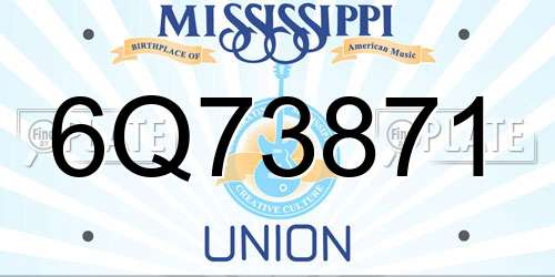 6Q73871 Mississippi License Plate