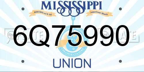 6Q75990 Mississippi License Plate