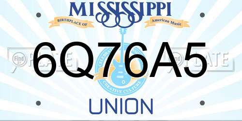 6Q76A5 Mississippi License Plate