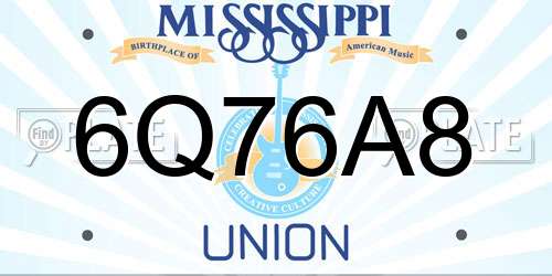 6Q76A8 Mississippi License Plate