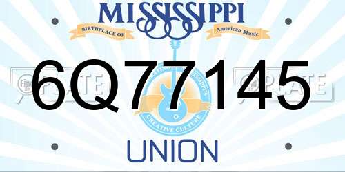 6Q77145 Mississippi License Plate