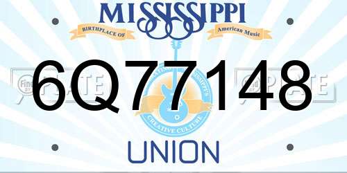 6Q77148 Mississippi License Plate