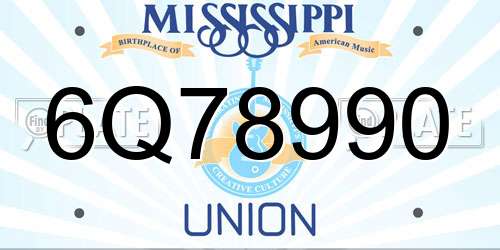 6Q78990 Mississippi License Plate