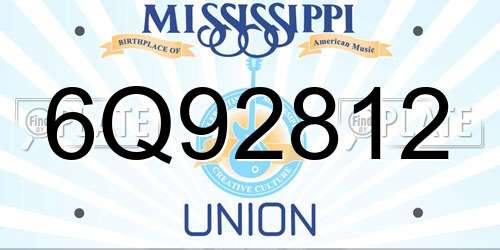 6Q92812 Mississippi License Plate