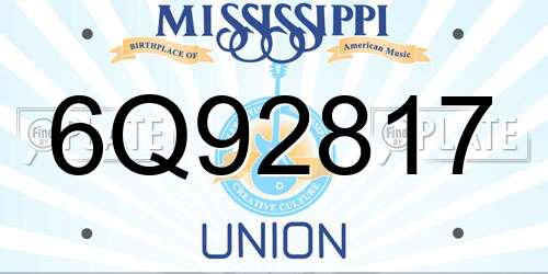 6Q92817 Mississippi License Plate