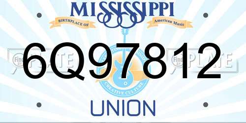 6Q97812 Mississippi License Plate