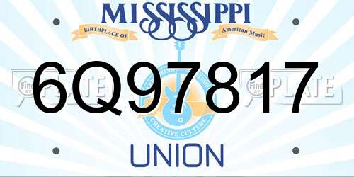 6Q97817 Mississippi License Plate