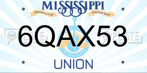 6QAX53 Mississippi License Plate