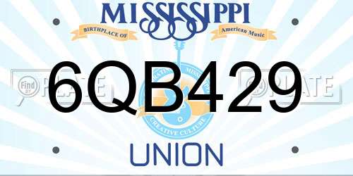 6QB429 Mississippi License Plate