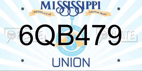 6QB479 Mississippi License Plate