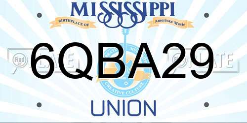 6QBA29 Mississippi License Plate