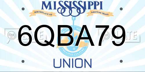 6QBA79 Mississippi License Plate