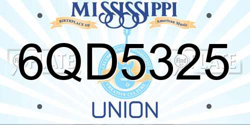 6QD5325 Mississippi License Plate