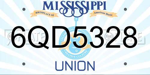 6QD5328 Mississippi License Plate