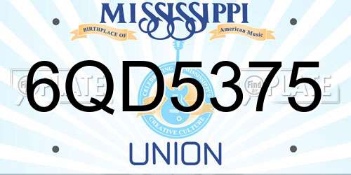 6QD5375 Mississippi License Plate