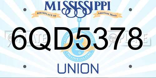 6QD5378 Mississippi License Plate