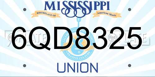 6QD8325 Mississippi License Plate