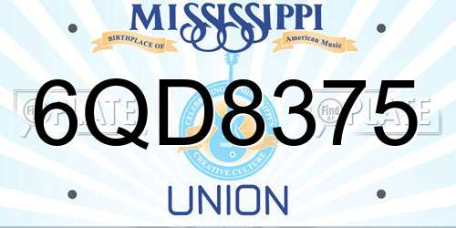 6QD8375 Mississippi License Plate