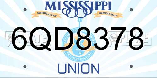 6QD8378 Mississippi License Plate