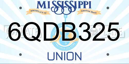 6QDB325 Mississippi License Plate
