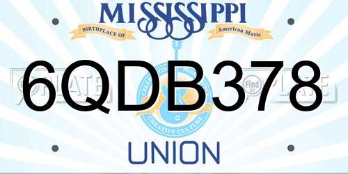 6QDB378 Mississippi License Plate