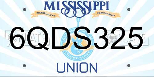 6QDS325 Mississippi License Plate