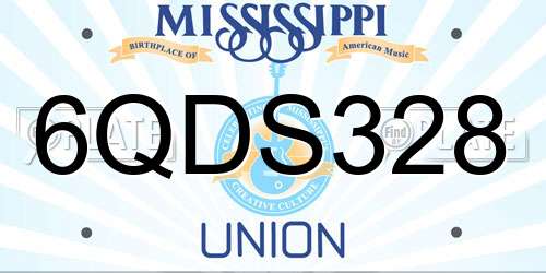6QDS328 Mississippi License Plate