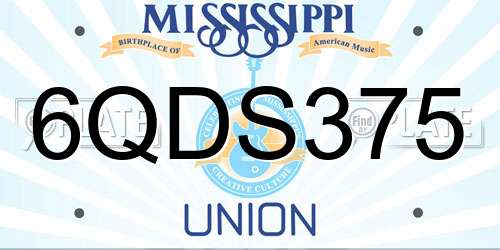 6QDS375 Mississippi License Plate