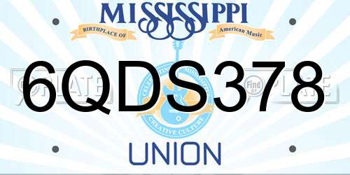 6QDS378 Mississippi License Plate