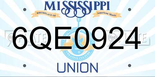 6QE0924 Mississippi License Plate