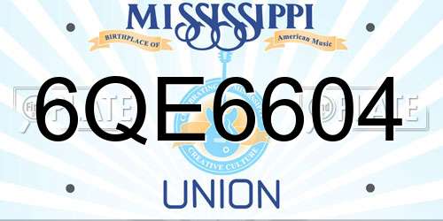 6QE6604 Mississippi License Plate