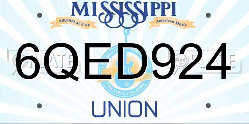 6QED924 Mississippi License Plate
