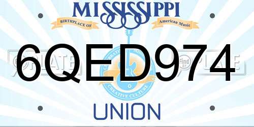 6QED974 Mississippi License Plate