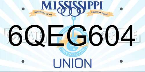 6QEG604 Mississippi License Plate