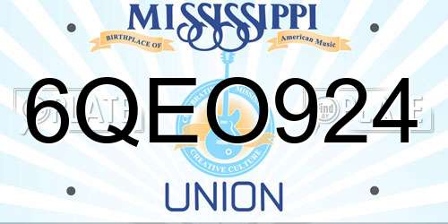 6QEO924 Mississippi License Plate